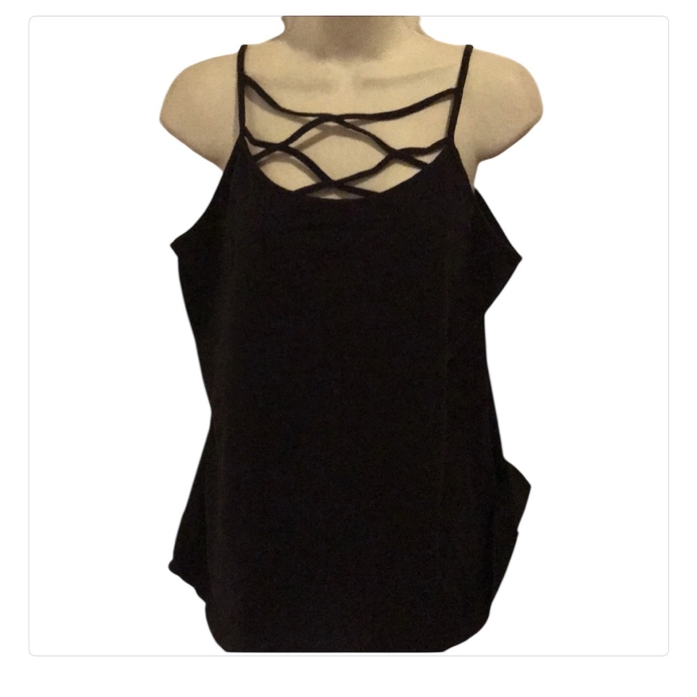 Maurice size XL set of 2 white & black strappy camisoles with stretch